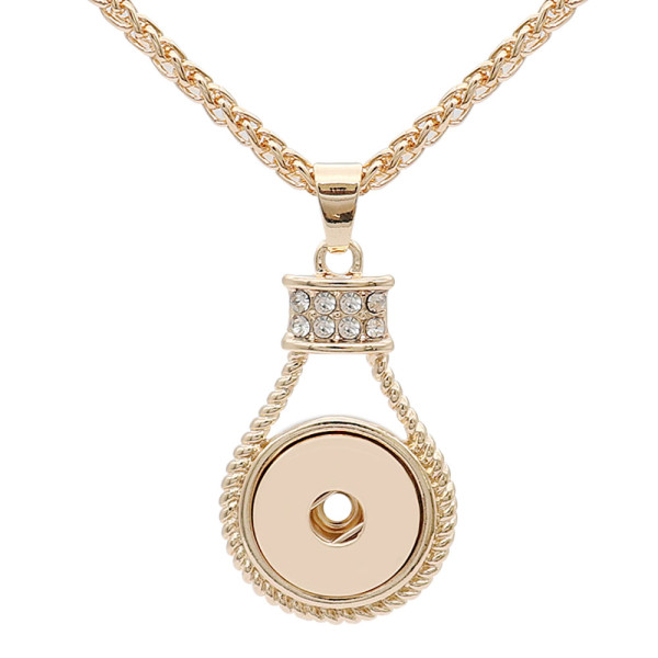 snap Fashion gold Necklace with pendant With white rhinestones fit 20MM snaps style jewelry KC1320