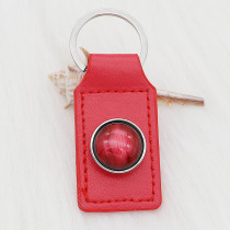 PU Red leather Key chain button fit snaps chunks KC1225 Snaps Jewelry