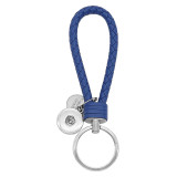 PU Blue leather Key chain button fit snaps chunks KC1227 Snaps Jewelry