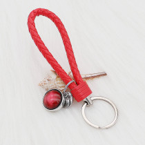 PU Red leather Key chain button fit snaps chunks KC1226 Snaps Jewelry