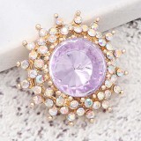 20MM snap gold Plated With purple rhinestones charms KC9333 snaps jewerly