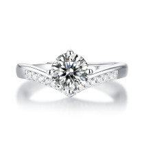 1 CT D 6.5mm Princess Crown Moissanite Diamond Sterling Silver Princess Crown wedding Rings Platinum plating adjustable size