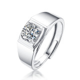 1 - 5 CT DEF Moissanite Classic male ring Sterling Silver Man Classic wedding Rings Platinum plating adjustable size