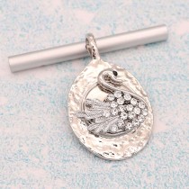 20MM Swan snap silver Plated With white rhinestones charms KC9343 snaps jewerly