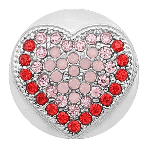 20MM love snap Silver Plated With pink  rhinestones  KC8179 snaps jewerly