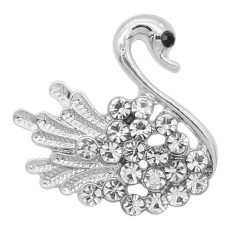 20MM Swan snap silver Plated With white rhinestones charms KC9343 snaps jewerly