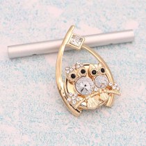 20MM Owl snap gold Plated With White rhinestones charms KC9338 snaps jewerly