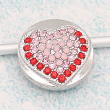 20MM love snap Silver Plated With pink  rhinestones  KC8179 snaps jewerly
