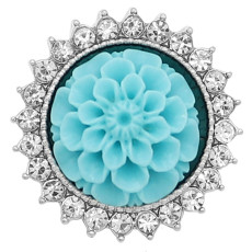 20MM Flowers snap silver Plated Cyan resin KC9236 charms snaps jewelry