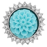 20MM Flowers snap silver Plated Cyan resin KC9236 charms snaps jewelry