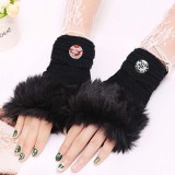 Winter Fingerless black Gloves 20mm Snap Button Fashion Accessories Charms Jewelry For Women Teenagers Girl Christmas Gift