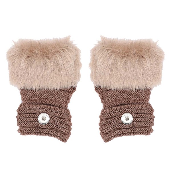 Winter Fingerless brown Gloves 20mm Snap Button Fashion Accessories Charms Jewelry For Women Teenagers Girl Christmas Gift
