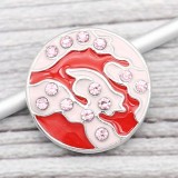 20MM snap Silver Plated With Pink rhinestones and  enamel KC8193 snaps jewerly