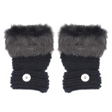 Winter Fingerless black Gloves 20mm Snap Button Fashion Accessories Charms Jewelry For Women Teenagers Girl Christmas Gift