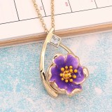 20MM snap gold Plated  Flowers with purple enamel KC8202 snaps jewerly