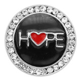 20MM Hope snap Silver Plated With rhinestones and black enamel KC8199 snaps jewerly