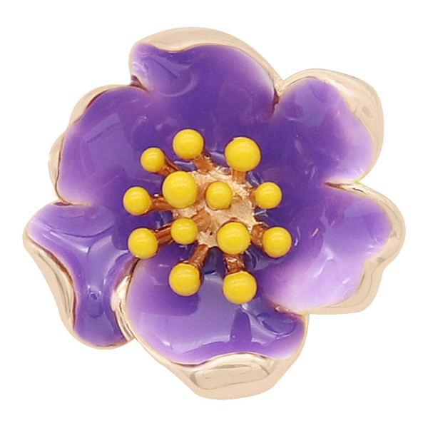 20MM snap gold Plated  Flowers with purple enamel KC8202 snaps jewerly