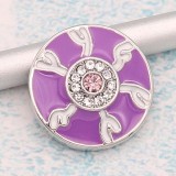 20MM Devil's eye snap Silver Plated With rhinestones and Purple enamel KC8196 snaps jewerly