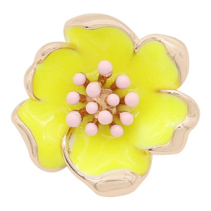 20MM snap gold Plated  Flowers with yellow enamel KC8203 snaps jewerly