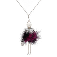 Fashion Villus doll alloy necklace 70cm with rhinestones