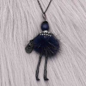 Fashion Villus doll alloy necklace 70cm with rhinestones