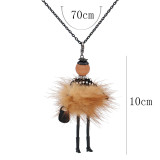 Fashion Villus doll alloy necklace 70cm with rhinestones