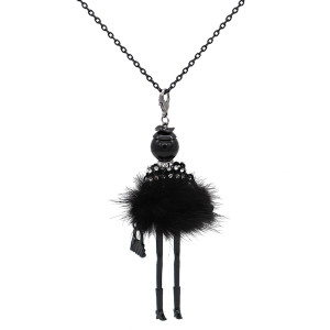 Fashion Villus doll alloy necklace 70cm with rhinestones