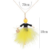 Fashion Feather doll alloy necklace 70cm with rhinestones