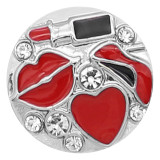 20MM Lipstick snap Silver Plated With Red enamel KC8209 snaps jewerly
