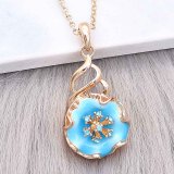 20MM snap gold Plated  Flowers with blue enamel and  rhinestone KC8212 snaps jewerly