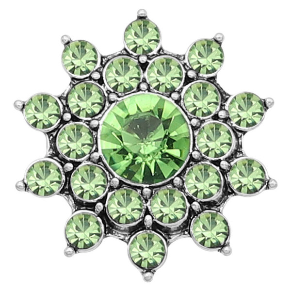 20MM snap Silver Plated With green rhinestones charms KC8185 snaps jewerly