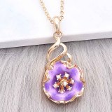 20MM snap gold Plated  Flowers with purple enamel and rhinestone KC8210 snaps jewerly