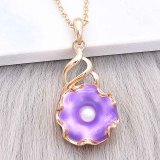 20MM snap gold Plated  Flowers with purple enamel and  Pearl KC8206 snaps jewerly