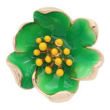 20MM snap gold Plated  Flowers with green enamel KC8205 snaps jewerly