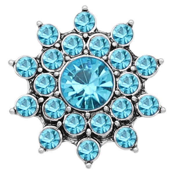 20MM snap Silver Plated With Light Blue rhinestones charms KC8183 snaps jewerly