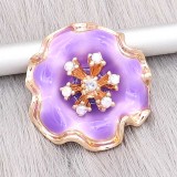 20MM snap gold Plated  Flowers with purple enamel and rhinestone KC8210 snaps jewerly