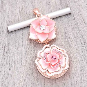 Two snap Rose Gold Pendant fit 20MM snaps style jewelry KC0484