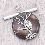 Natural stone-agate Tree of life copper Pendant of necklace Owls in the dark night
