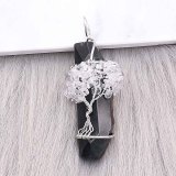 Natural stone-agate Tree of life  Pendant of necklace Black and White