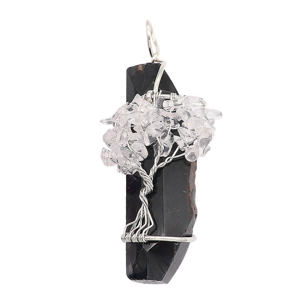Natural stone-agate Tree of life  Pendant of necklace Black and White