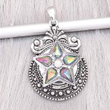 20MM Five-pointed star snap Silver Plated With Crystal charms KC9349 snaps jewerly