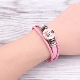 Pink Leather Snap bracelets KC0529  fit 20mm snaps chunks 1 button