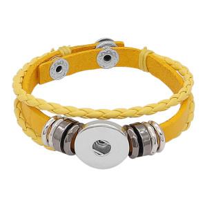 Snap bracelets yellow leather KC0526  fit 1pc 20mm snaps chunks KC0526 