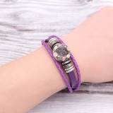Purple Leather Snap Bracelet  KC0525  fit 1 buttons 20mm snaps chunks