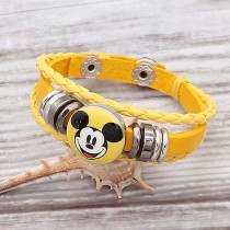 Snap bracelets yellow leather KC0526  fit 1pc 20mm snaps chunks KC0526 