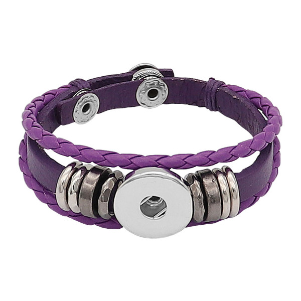 Purple Leather Snap Bracelet  KC0525  fit 1 buttons 20mm snaps chunks