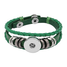 Green leather Snap bracelets fit 1pc 20mm snaps chunks KC0527