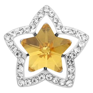 20MM star snap Silver Plated with yellow Rhinestone charms KC9383 snaps jewerly