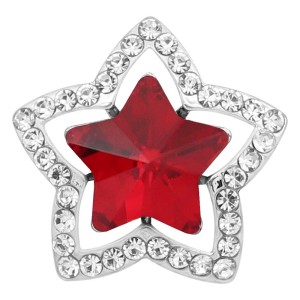 20MM star snap Silver Plated with red Rhinestone charms KC9382 snaps jewerly