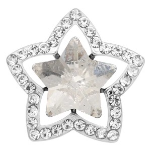 20MM star snap Silver Plated with white Rhinestone charms KC9387 snaps jewerly